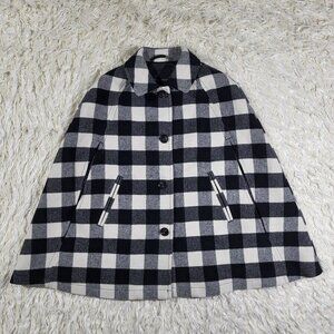 Talbots Black & White Buffalo Check Cape X-Small